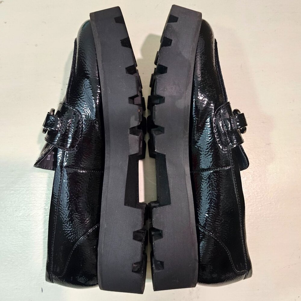 FRANCO SARTO Womens Sz 10M Bergamot Black Patent Lug Sole Platform Loafer Shoes - Picture 12 of 12
